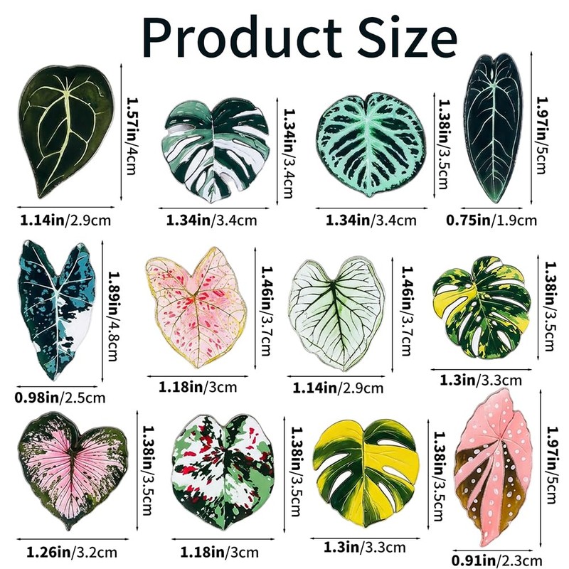 12 pcs Leaf Shaped Fridge Magnets, Plant Themed Decorative Acrylic