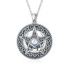 MBSUUH Star Moon and Moonstone Necklace with Oxidized Sterling Silver