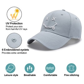 Baynetin Baseball Cap Mens Quirky Bizarre Embroidery Hats Unisex, Hip Hop Trucker Caps Adjustable Breathable Summer Sun Hat Sports Cap for Outdoor (Blue)
