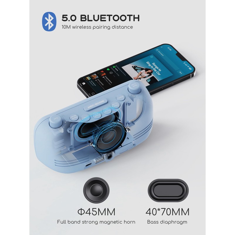 Radio Alarm Clock Besides with Bluetooth Speaker and Night Light,