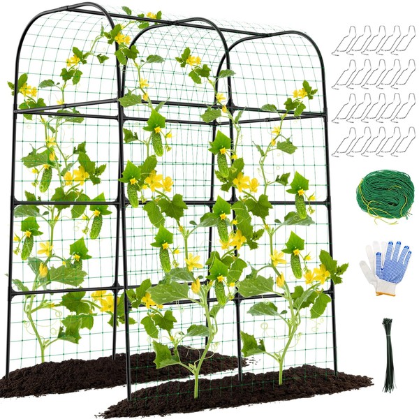 7ft Cucumber Trellis for Raised Bed, Garden Arch Trellis for
