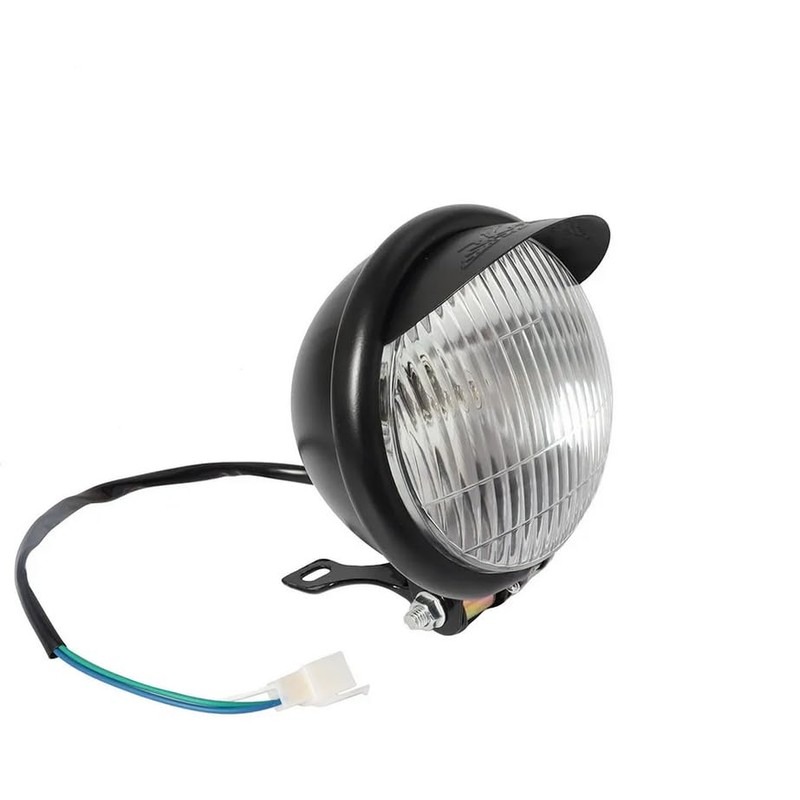 5.5" Motorcycle Headlight Front Round Visor Light Lamp Black/Chrome For