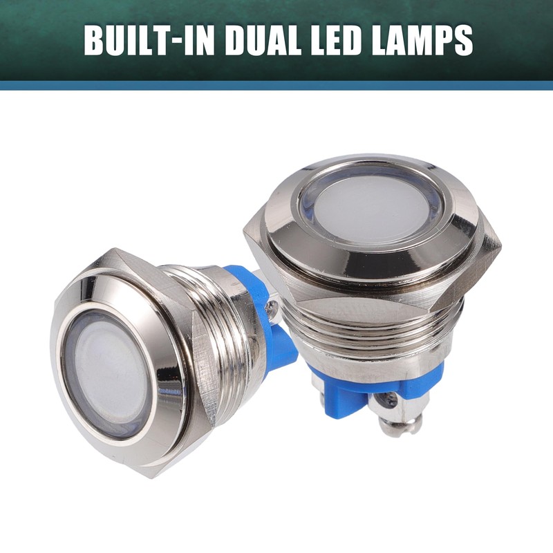X AUTOHAUX LED Indicator Light 16mm 12V Dash Signal Lamp