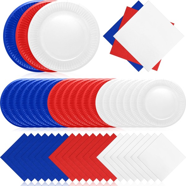 Zhehao 120 Pcs Disposable Paper Plates and Napkins Bulk Birthday