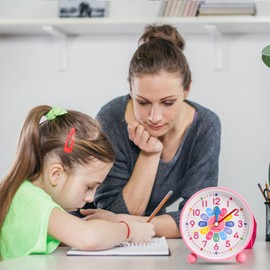 Husalsea Bedside Silent Alarm Clocks Non Ticking, Desk Clock, Travel Alarm Clock Blue, Learning Clock, Sleep Trainer for Bedroom Kids, Boys & Girls Alarm Clocks