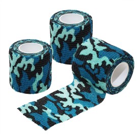 ONLYKXY 3 Roll Camouflage Self Adhesive Bandage Tape 2inch-5yards Stretch Athletic Wrap Tape Elastic Cohesive Non Woven Bandage Wrap for Sports Injury Ankle Knee Wrist Sprains (Seaway)