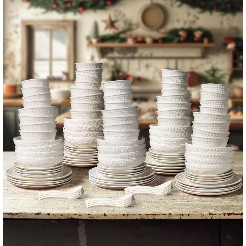 Wareland Plates and Bowls Sets - 16 Pieces Ceramic Dinnerware