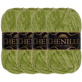 JubileeYarn Chenille Yarn - Worsted Weight - 100g/skein (4 Skeins, 115 Algae)