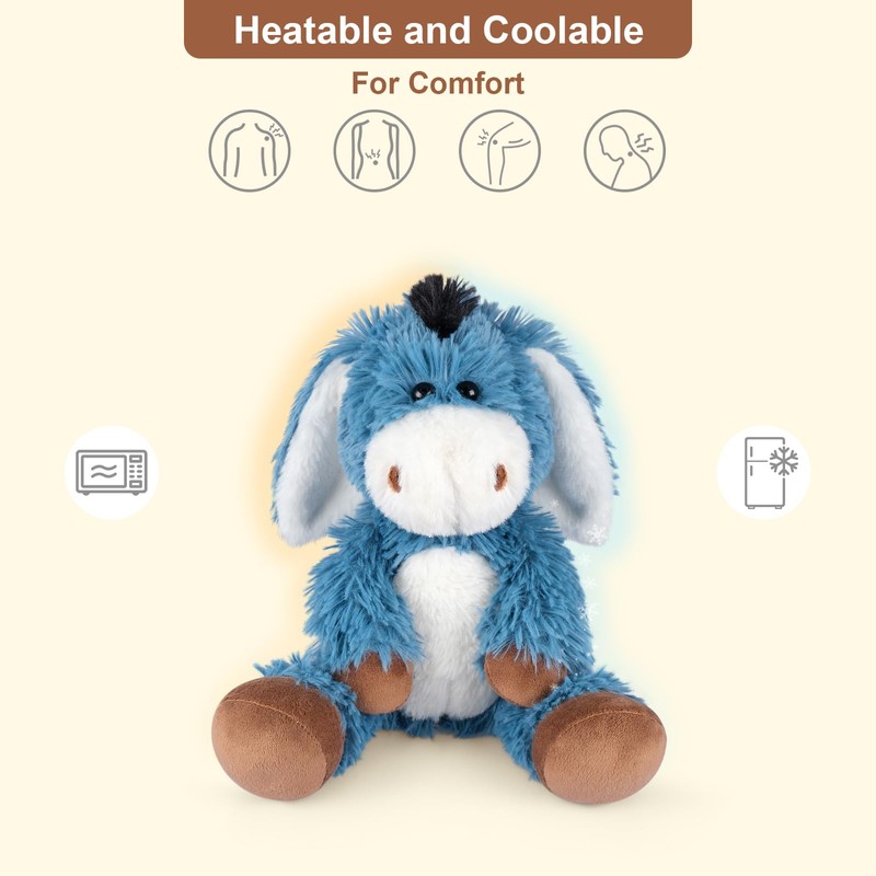 SuzziPals Heatable and Coolable Donkey Stuffed Animals, Microwavable Stuffed Animal