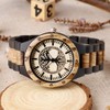 Dentily Men's Wood Watch Engraved Tree of Life Pattern Quartz