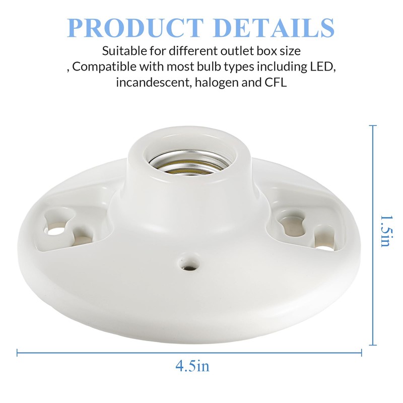 Saysurey 8 Pcs Medium Base E26 Lamp Holder Ceiling Light
