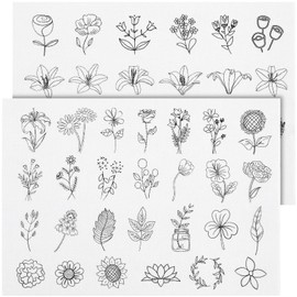 TEHAUX 2 Sheets Water Soluble Embroidery Patterns, 15x21cm Stick and Stitch Embroidery Designs Flower Leave Pattern Embroidery Transfer Paper Embroidery Transfer Patterns for Sewing