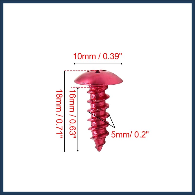 INFINAUTO 30pcs 5mm Red Motorcycle Cross Head Self Tapping Bolts