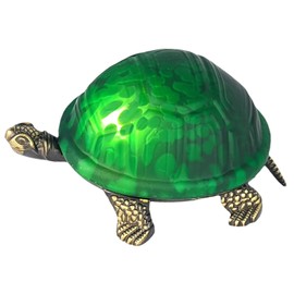 20.3cm Turtle/Tortoise Design Mottled Green Stained Glass Tiffany Look Table Nightlight Lamp