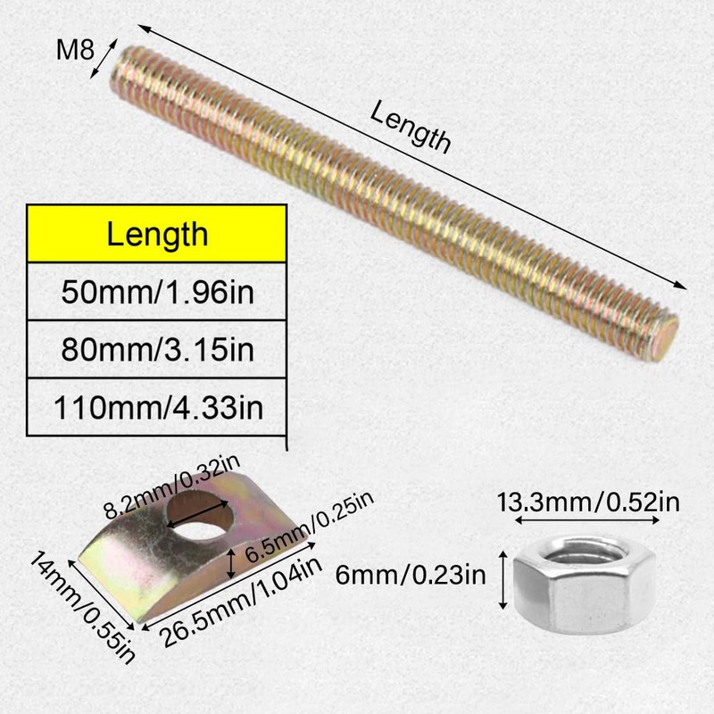 Worktop Connector, 110 mm, M8 Table Tops and Worktops, Plate