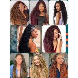 Deep Wave Bulk Hair for Braiding 200g Curly Hair for Bohemian Knotless Braids 2 Boundle Boho Braids Curls 20 Inch Boho Hair for Micro Braiding No Weft, Naturl Black