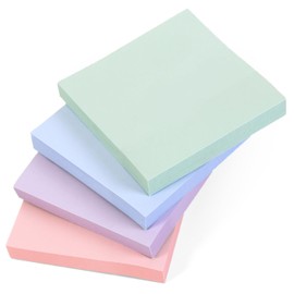 Evergreen Goods 4 Pads Light Pastel Sticky Notes, 100 Sheets per Pad (76x76mm) - Light, Delicate Colours for Gentle Memos, Journals, and Creative Planning
