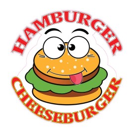 genetic/unbranded Food Truck Decals Hamburger Cheeseburger Restaurant & Food Concession Sign Red - 36 in on Longest Side