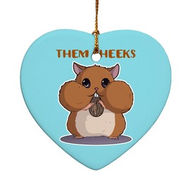 GRAPHICS & MORE Hamster Them Cheeks Eating Sunflower Seed Heart-Shaped Porcelain Holiday Christmas Tree Ornament - 2.8"