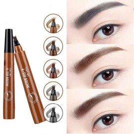 New Feeling Eyebrow Natural Thin Smooth Tip Color Retention Crisp Vibrant Fork Brush Liquid Eyebrow, Lumierez 4 Tipped Precise Brow Pen (Gray brown+Dark brown)