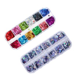SAFIGLE 2 Pcs Durable Nail Sequins with Box Shiny Glitter Star Decorations for Manicure for Women DIY Nail Art Lightweight Pet Material for Parties Creative Designs