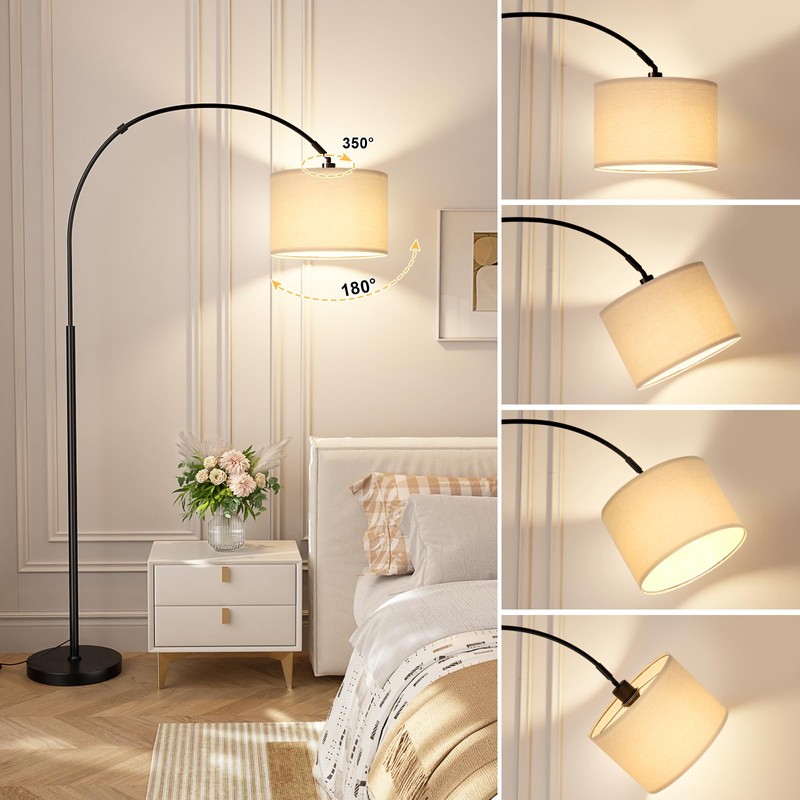 Ambimall Dimmable Arc Floor Lamp with Remote, Color Temperatures and