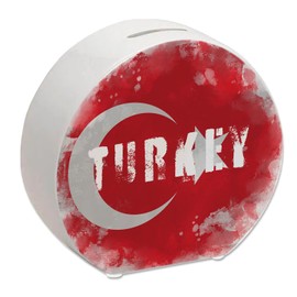 Turkey Flag Money Box in Used Look - Piggy Bank for Holidaymakers a Beautiful Money Box Decorated with the Turkish National Flag to Save on the Travel