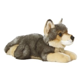 Aurora® Realistic Miyoni® Wolf Stuffed Animal - Lifelike Details Make a Cherished Companion - Perfect for Decorating Bedrooms or Classrooms - Gray 11 Inches