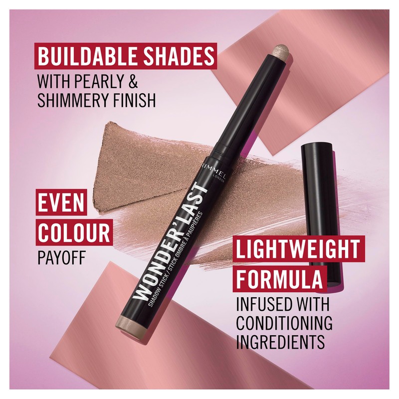Rimmel Wonder'Last 006 Mermaid Blush Lidschattenstift, lebendige und wirkungsvolle Farbe,