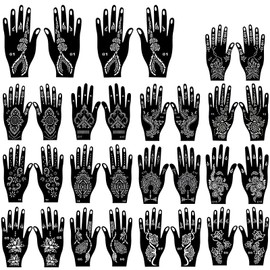 Henna Tattoo Stencils, 30 Pieces Henna Set Reusable Hen na Templates Indian Arabian Hen na Stencil for Hand Forearm Temporary Tattoo Stencil Stickers for Women Girls