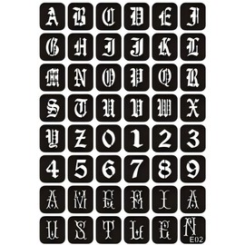 Letters Tattoo Stencil Numbers Tattoo Template 48 Stencil on a Sheet