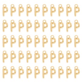 Shapenty KC Gold Alloy Metal Alphabet Letter Charms Spacer Beads Bulk for DIY Craft Bracelet Necklace Pendant Keychain Jewelry Making Wedding Favors Christmas Thanksgiving Decor (Letter P, 50)