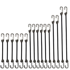 Yelier YELIER Mini Bungee Cords with Hooks. Versatile Outdoor Bungee Cord Set. Includes, 2inch, 4inch, 6inch, and 8inch, Totaling 16 Bungee Cords. (16pcs, Black, Four Sizes)