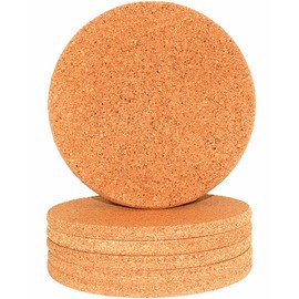 Picmoo Cork tripod circular cork heat pad 6-piece set of high-density thick cork coaster set, 7.2 inch heat-resistant multifunctional cork board, kitchen cork insulation pad/cork plant coaster, Brown