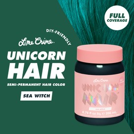 Lime Crime Unicorn Hair Dye, Sea Witch - Rich Teal Fantasy Hair Color - Full Coverage, Ultra-Conditioning, Semi-Permanent, Damage-Free Formula - Vegan - 6.76 fl oz