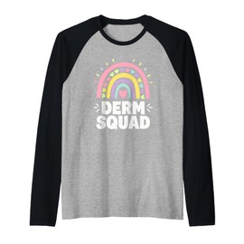 Derm Squad Rainbow Dermatologist Team Dermatology Raglan Baseball Tee