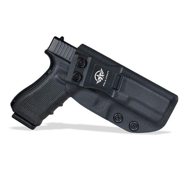 POLE.CRAFT Glock 17 Holster, Kydex IWB Holster for Glock 17 / Glock 22 / Glock 31 Concealed Carry - Inside Waistband Carry Concealed Holster Glock 17 Pistol Case Guns Accessories (Black, Right Hand)