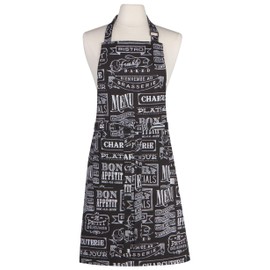 Now Designs Chalkboard Cotton Chef's Kitchen Apron, Black Print 28 x 32 in,One Size