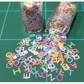 Beads & Crafts: Alphabet Glitter Sequins 6mm for Resin Art, Nail Art, DIY Art & Craft, Decoration Projects (Pack of 4 Bottles/Approx. 1600 Pcs)