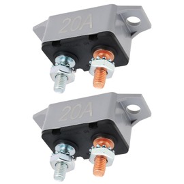 YINETTECH 2PCS Automatic Reset Circuit Breaker 20A 12V-24V with Screws 125/250VAC 50VDC 51x20.5x32.2mm Screw Terminal #10-32 for Car Marine Truck RV