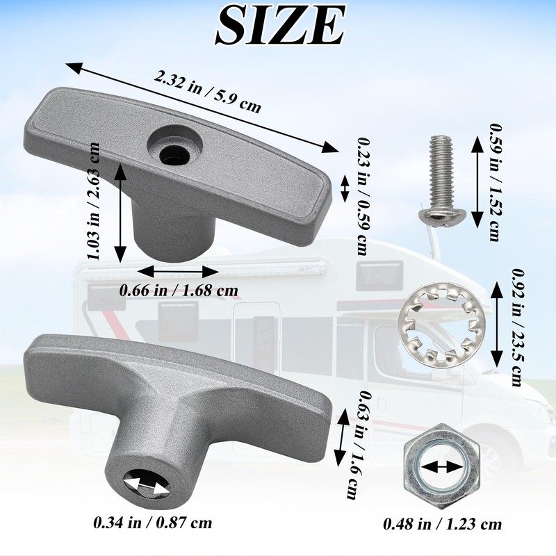 2 Pack RV Waste Valve Handle Replacement set for Waste