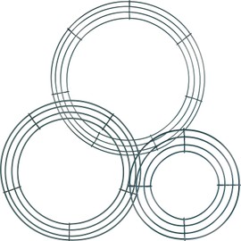 3 Pack Wire Wreath Rings Wire Wreath Frame for Christmas Decoration, Dark Green (8 Inch, 12 Inch and 14 Inch)