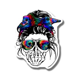 Colorful Skull Art Magnet - Unique Fridge Magnet - Skeleton with Sunglasses - Gothic Refrigerator Decor - Vibrant Skull Design Gift - 5" Vinyl Sticker - Car Magnet - Made in USA - AAMT1939