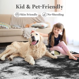 OLFRUGDT 5x7 Area Rug Living Room Rugs - Machine Washable Neutral Abstract Rugs for Dinning Room Indoor Floor Non Silp Rug Carpet for Bedroom Home Office - Black White