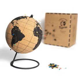 Tripvea® Globe 20 cm Vintage Cork World Map Travel Decoration World Map Gift and Decoration Ideal for Your Office or Children's Room