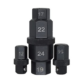 CNWOOAIVE Hex Axle Tool for Motorcycle Front Axle Wheel, 12 14 17 19 22 24mm 6 in 1 Motorcycle Hex Allen Axle Spindle Socket Adapter Tool 3/8 Inch