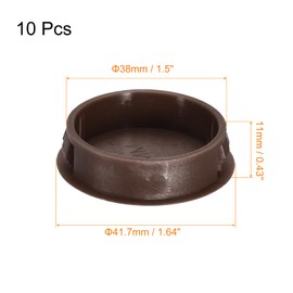 uxcell 38mm/1.5" Plastic Hole Plugs, 10Pcs Flush Type Panel Round Snap in Fastener Knockout Locking Plugs for Furniture Insert End Caps Panels, Brown