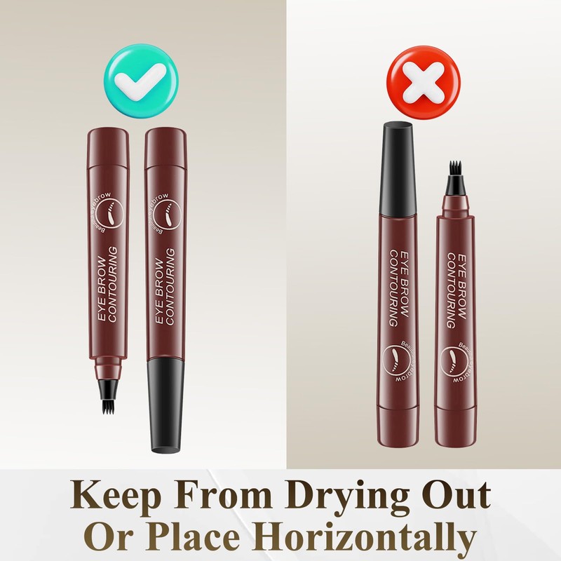 Eyebrow Contouring Pen, Waterproof Microblading Eyebrow Pencil with 4-Prong Micro-Fork-Tip