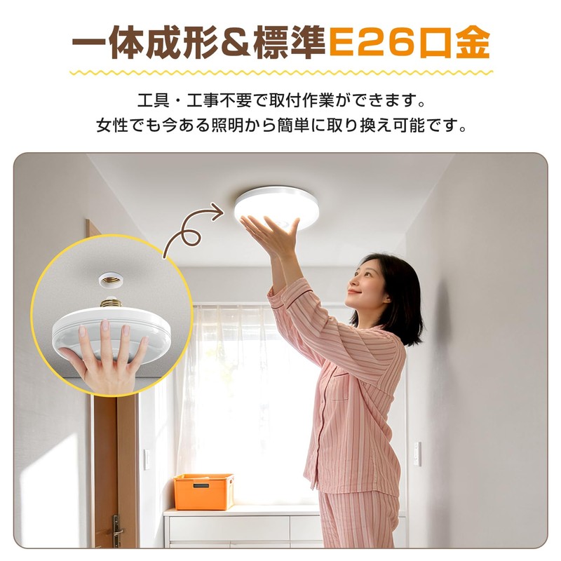 ICHIYO E26 Base Motion Sensor LED Ceiling Light, Sensor Light,