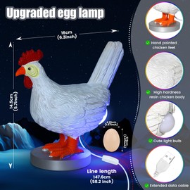 Kopesmsy Chicken Lamp, Upgraded Chicken Egg Lamp, 16 Color Conversion with Remote Control, USB 3D Resin Table Light Decor Birthday Christmas Thanksgiving Gift for Friends